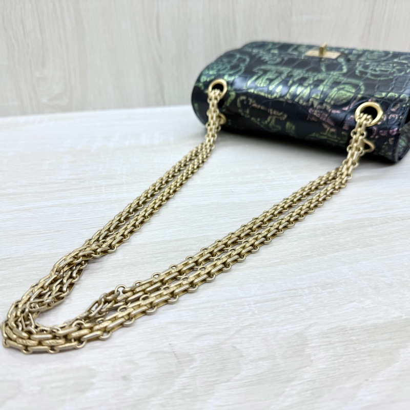 CHANEL黑金鱷魚壓紋牛皮MINI2.55埃及系列下蓋包-14