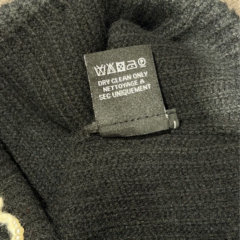 二手 2021 香奈兒 Chanel 珍珠刺繡毛帽 冷帽 針織毛 黑色 孫芸芸同款-3