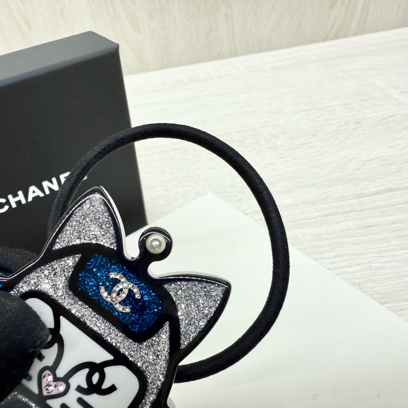 CHANEL銀藍拚色機器貓造型髮圈/A89419-6