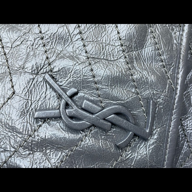 YSL Niki 中號 水泥灰 無D扣款 油蠟皮 肩背包斜背包-7