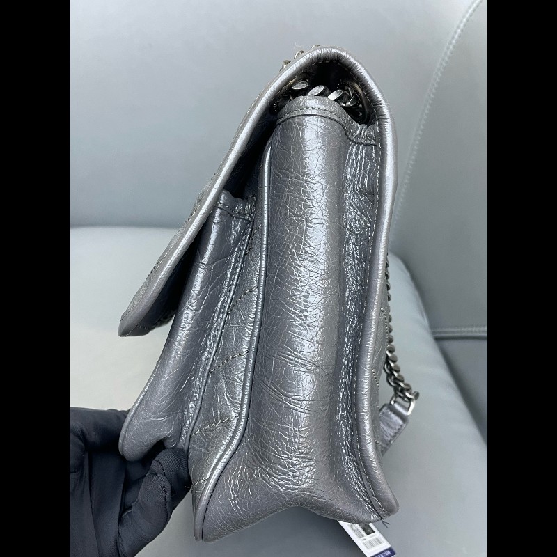 YSL Niki 中號 水泥灰 無D扣款 油蠟皮 肩背包斜背包-8