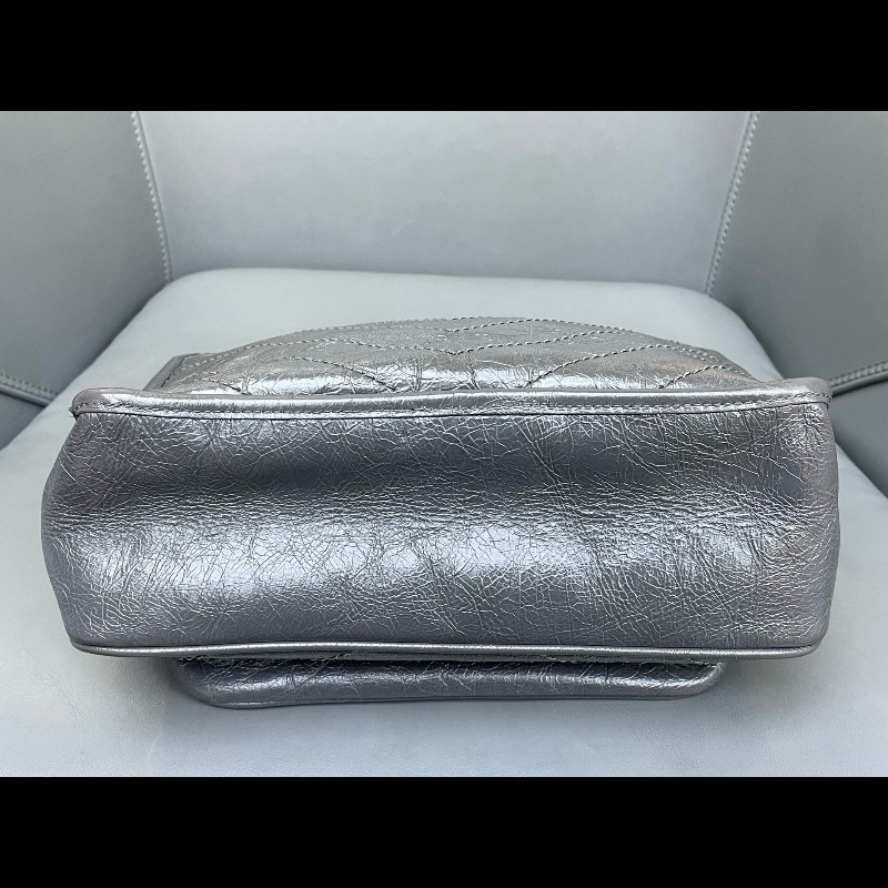 YSL Niki 中號 水泥灰 無D扣款 油蠟皮 肩背包斜背包-12