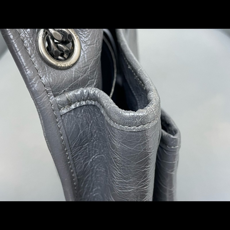 YSL Niki 中號 水泥灰 無D扣款 油蠟皮 肩背包斜背包-13