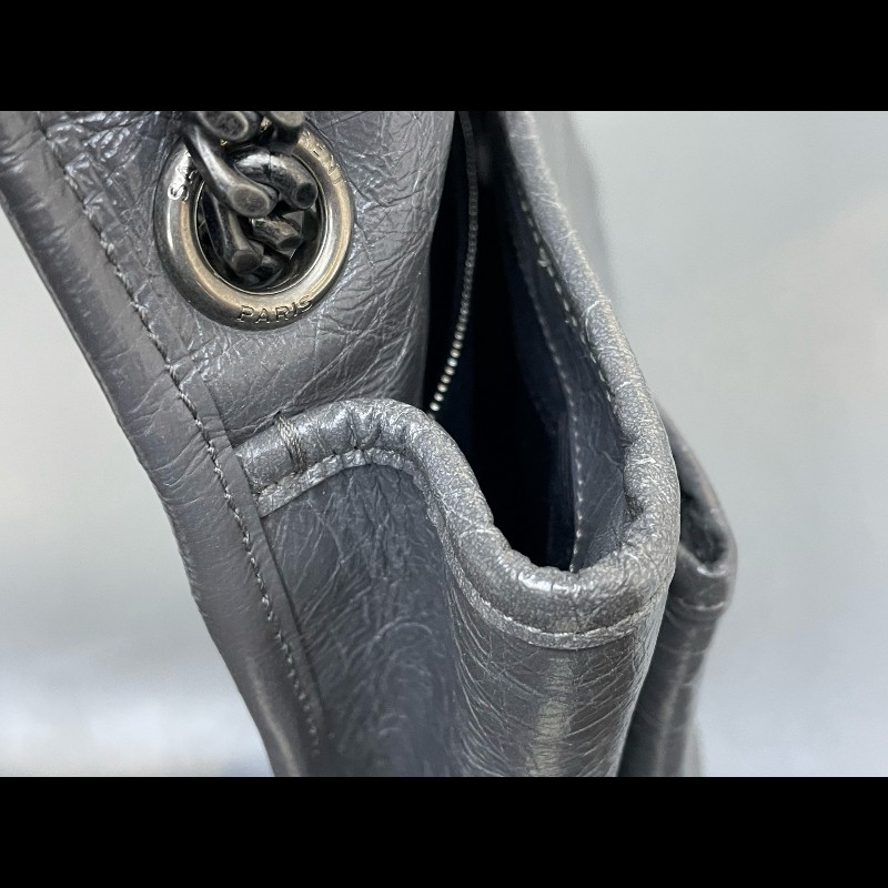 YSL Niki 中號 水泥灰 無D扣款 油蠟皮 肩背包斜背包-14