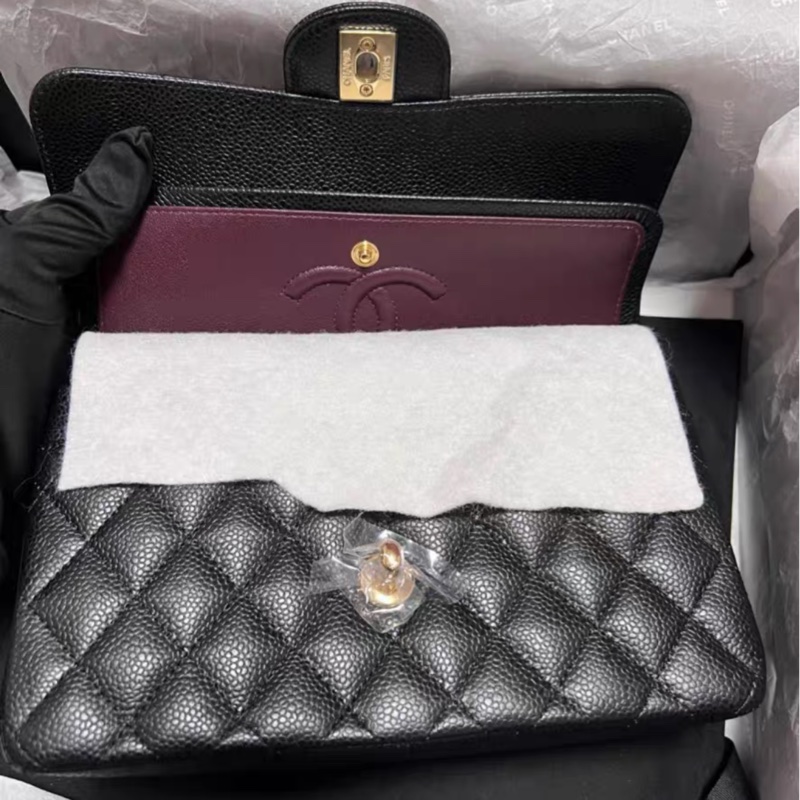 全網最低價 全新Chanel CF黑金荔枝皮小號 芯片款-1