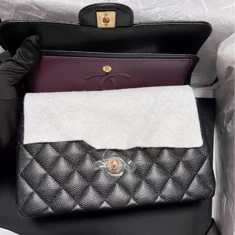 全網最低價 全新Chanel CF黑金荔枝皮小號 芯片款-2
