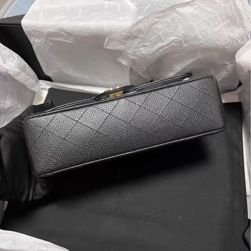 全網最低價 全新Chanel CF黑金荔枝皮小號 芯片款-4