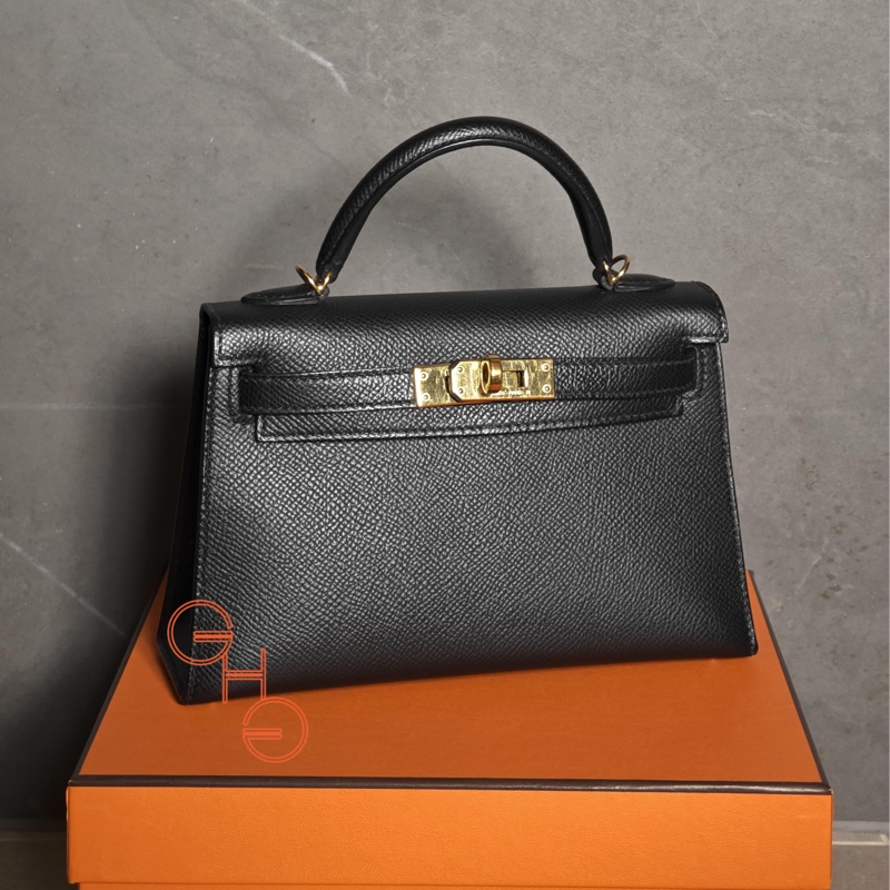 95新Mini Kelly 二代/ 黑金/Y/ Epsom-1