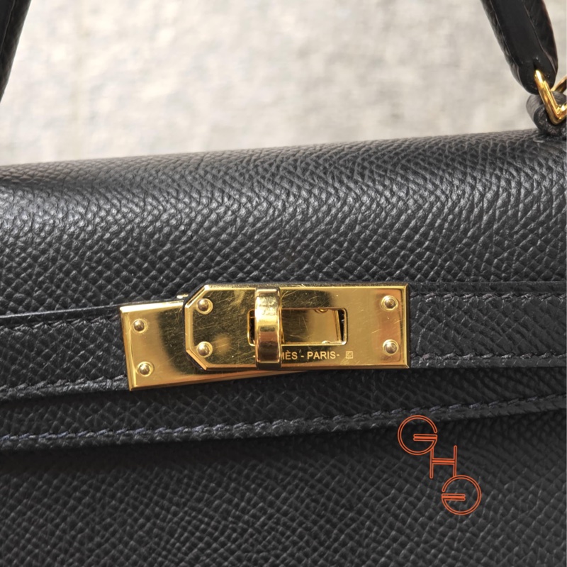 95新Mini Kelly 二代/ 黑金/Y/ Epsom-5