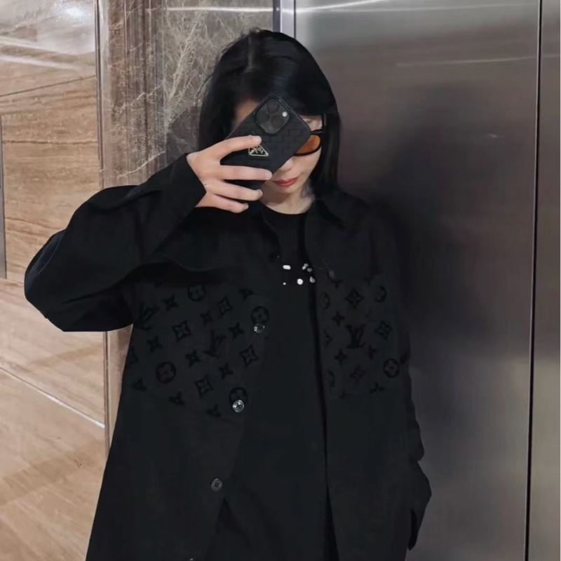 二手 路易威登/Louis Vuitton植絨印花夾克外套，尺寸：xs （可以當做襯衫穿 瘦一點的男生也可以）-6