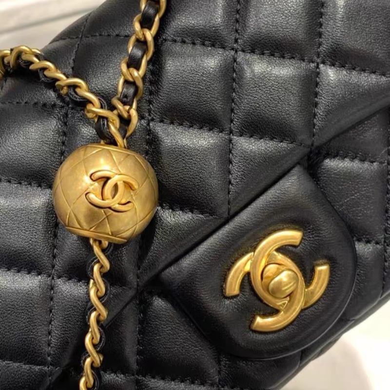 全網最低價 Chanel 羊皮金球方胖子 全新未用-5