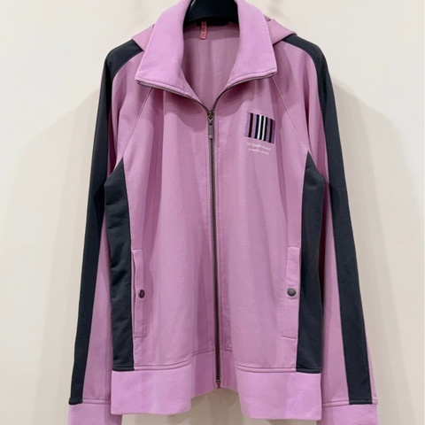 BURBERRY 黑標 粉紅深灰拼色刺繡連帽外套(帽可拆)