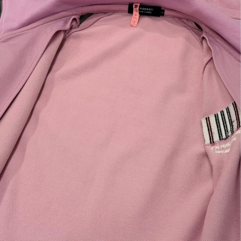 BURBERRY 黑標 粉紅深灰拼色刺繡連帽外套(帽可拆)-7