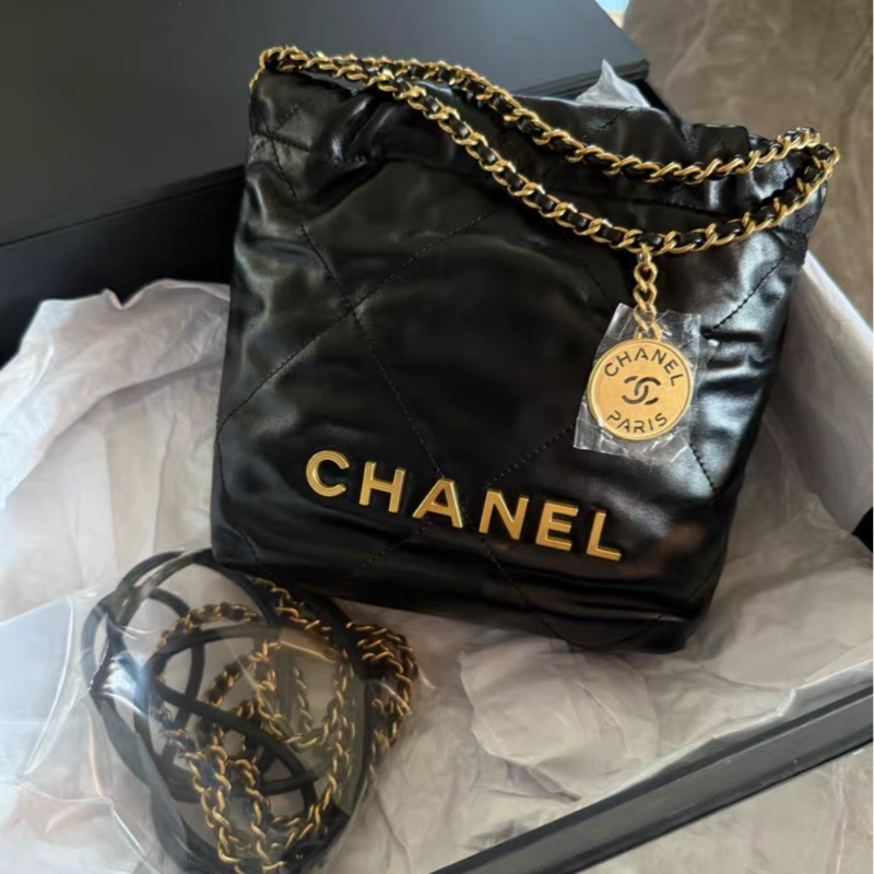 全網最低價 Chanel 22 Bag mini黑金 全新未用-0