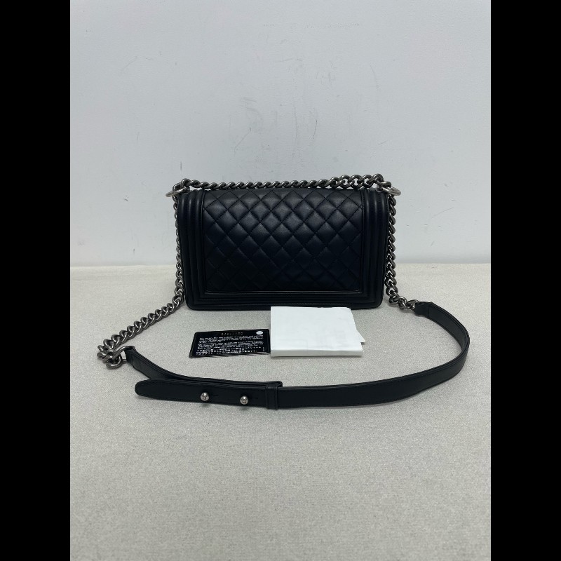 Chanel 黑銀羊皮leboy中號25cm-1