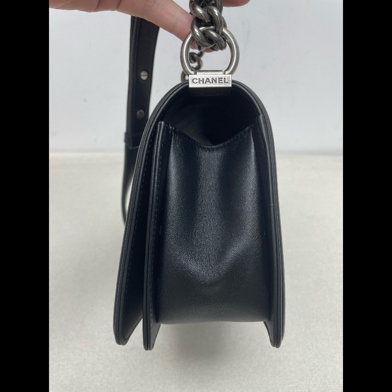 Chanel 黑銀羊皮leboy中號25cm-2