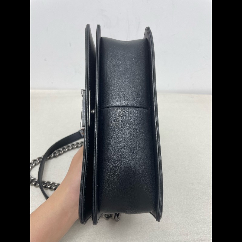Chanel 黑銀羊皮leboy中號25cm-4