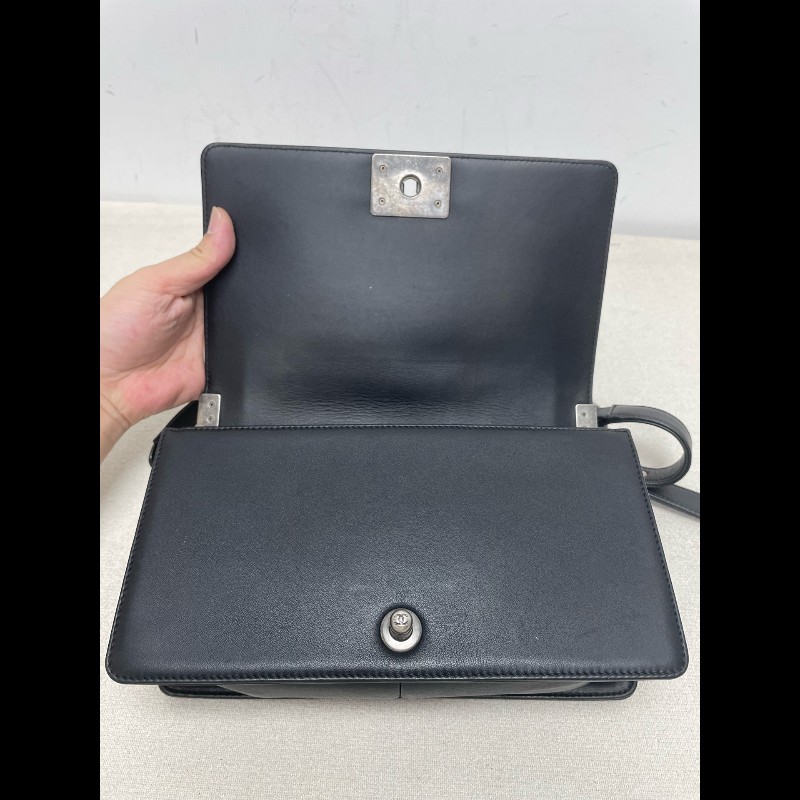 Chanel 黑銀羊皮leboy中號25cm-5