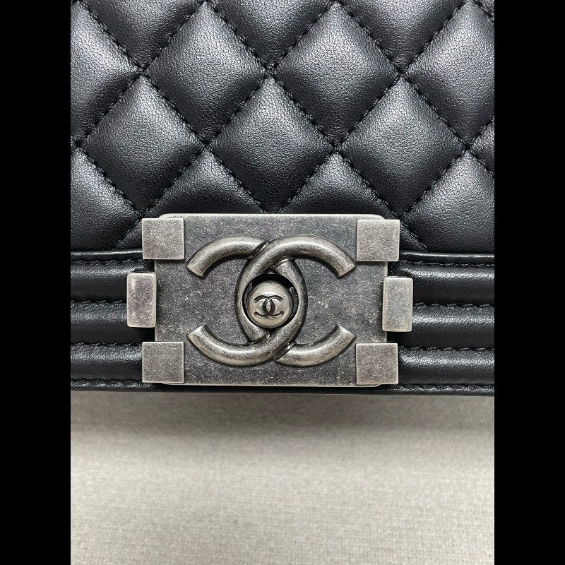 Chanel 黑銀羊皮leboy中號25cm-9