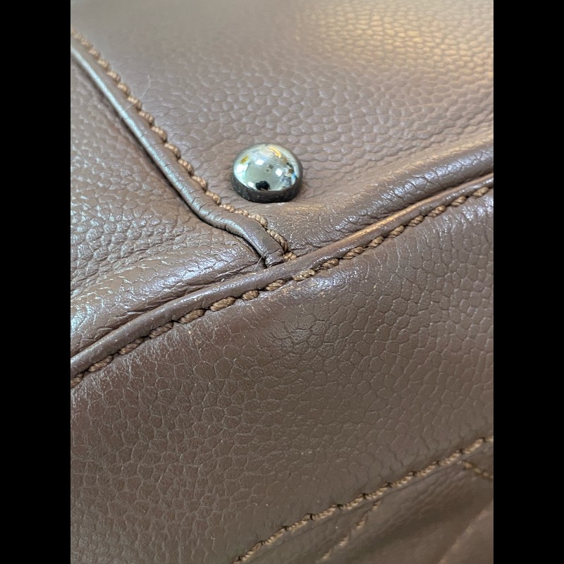 CHANEL vintage棕色牛皮中古2.55旋扣翻蓋肩背包-10