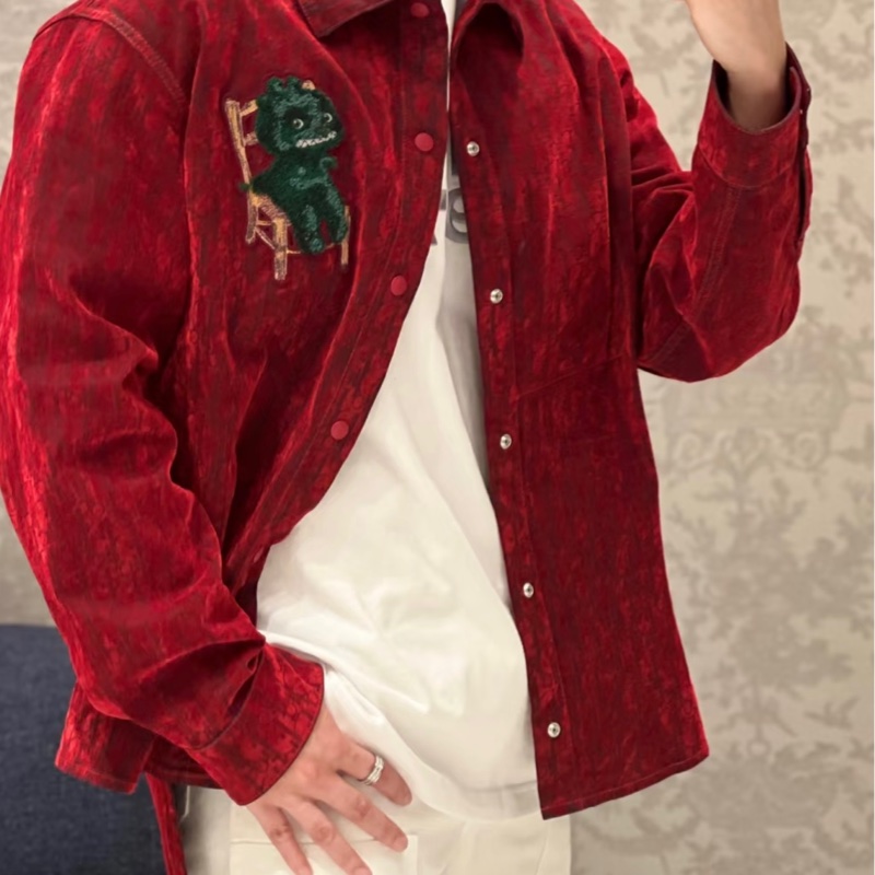 98新Dior/迪奧 Otani Workshop龍年限定 植絨滿印 Logo夾克外套，尺寸：44碼-4