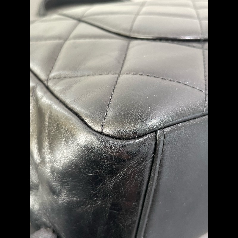 Chanel  handle 菱格孟買 黑金 復古郵差包 油蠟皮 可手提可斜挎-15