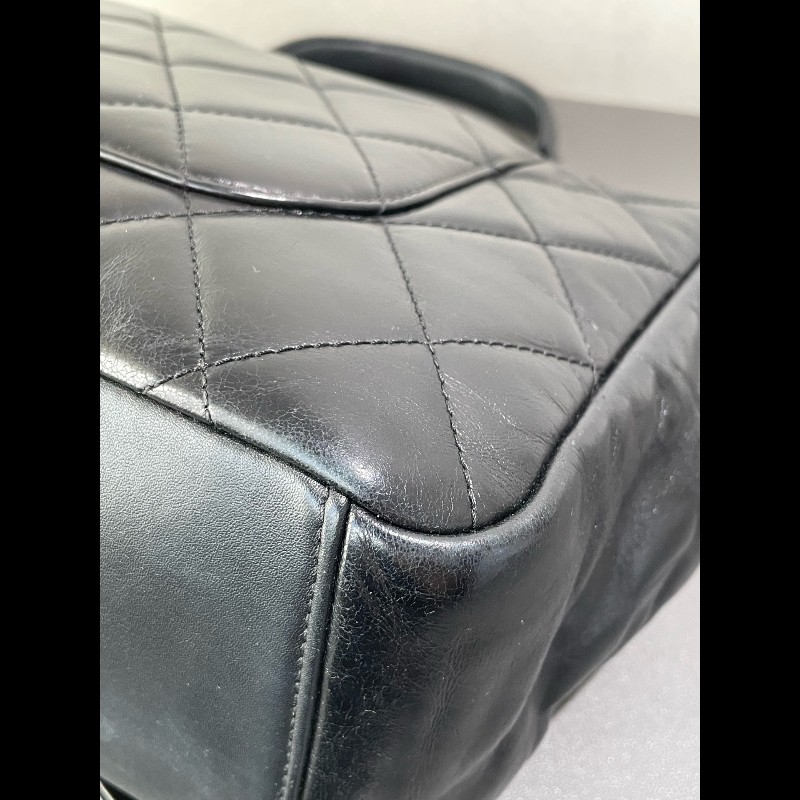 Chanel  handle 菱格孟買 黑金 復古郵差包 油蠟皮 可手提可斜挎-16