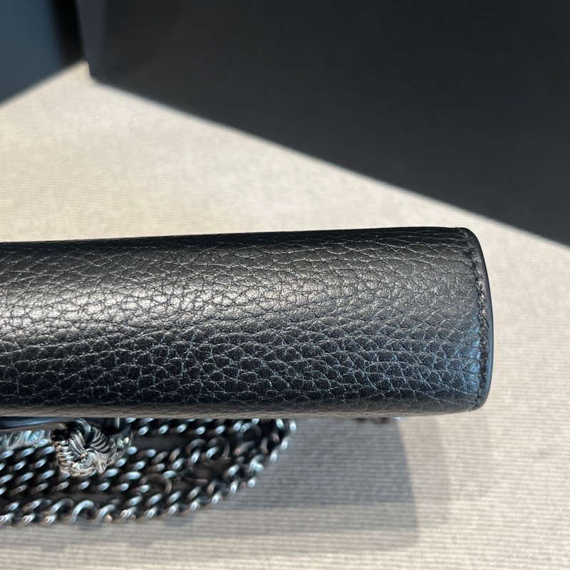 1216 Gucci古馳黑色酒神鑽扣WOC鏈條包-1