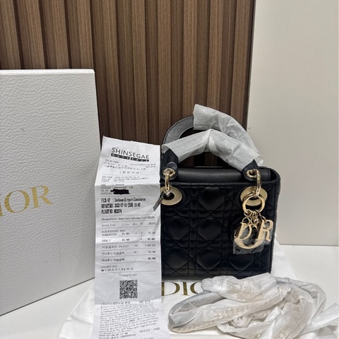 【全網最低價✨有購證大全套✨97%新】Lady Dior Mini 黑金戴妃三格