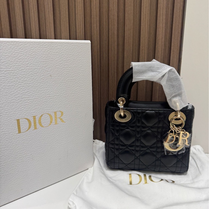 【全網最低價✨有購證大全套✨97%新】Lady Dior Mini 黑金戴妃三格-1