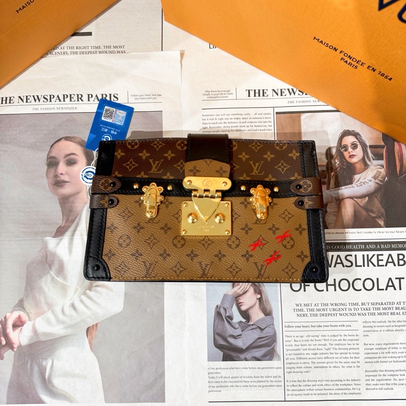 LV 路易威登 Trunk Clutch軟盒子 棕色老花焦糖拼色 芯片款 可單肩可斜挎-3