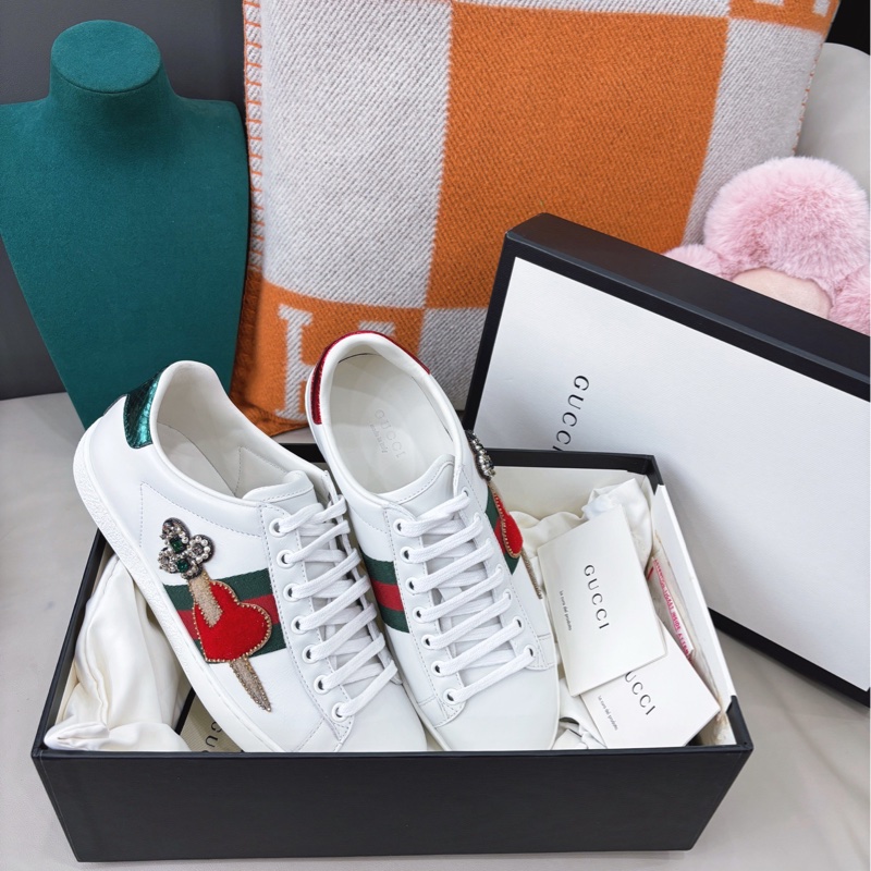 Gucci 刺繡款小白鞋，35.5碼(偏大適合37左右)，全新未使用-0