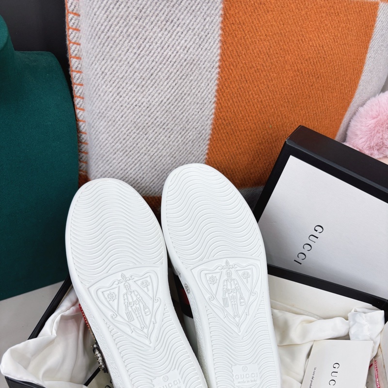 Gucci 刺繡款小白鞋，35.5碼(偏大適合37左右)，全新未使用-8