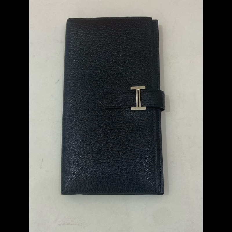 Hermes Bearn 長錢包 黑銀 框刻-6