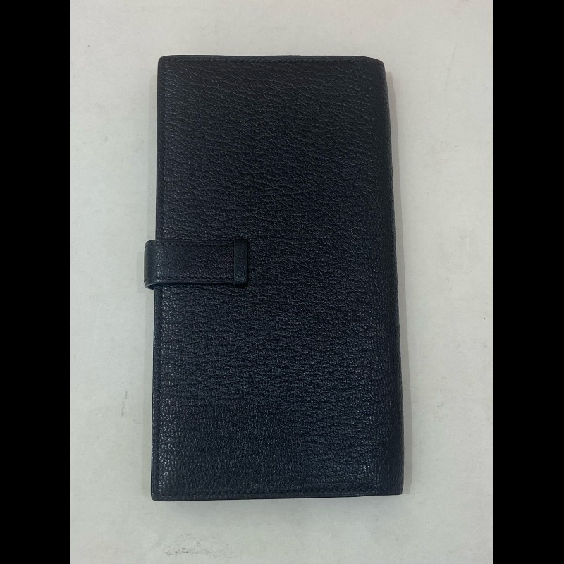 Hermes Bearn 長錢包 黑銀 框刻-7