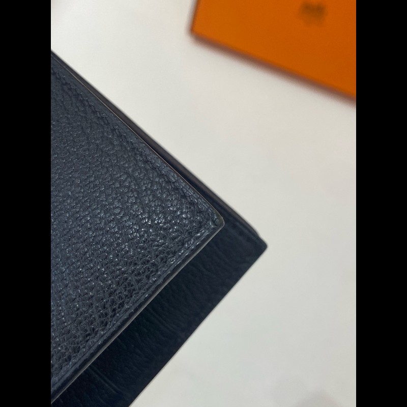 Hermes Bearn 長錢包 黑銀 框刻-15