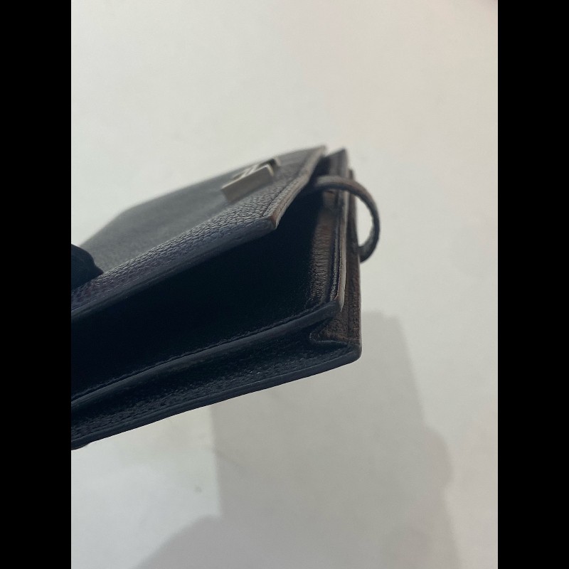 Hermes Bearn 長錢包 黑銀 框刻-16