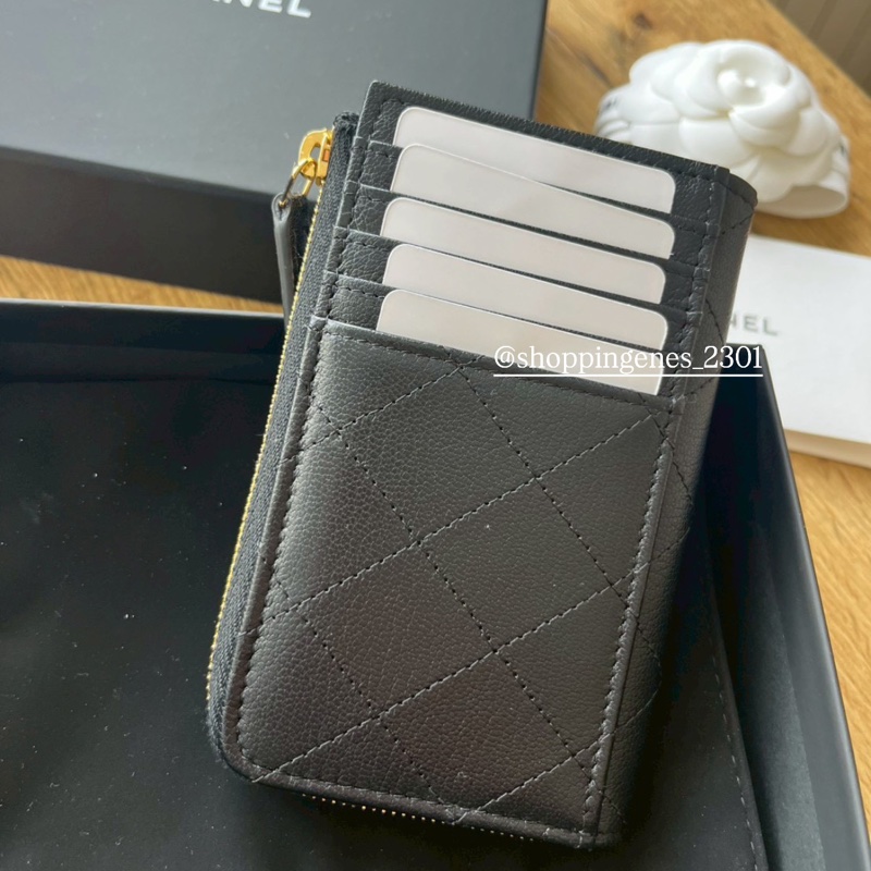 香奈兒 Chanel 山羊皮 L卡包 金釦-1