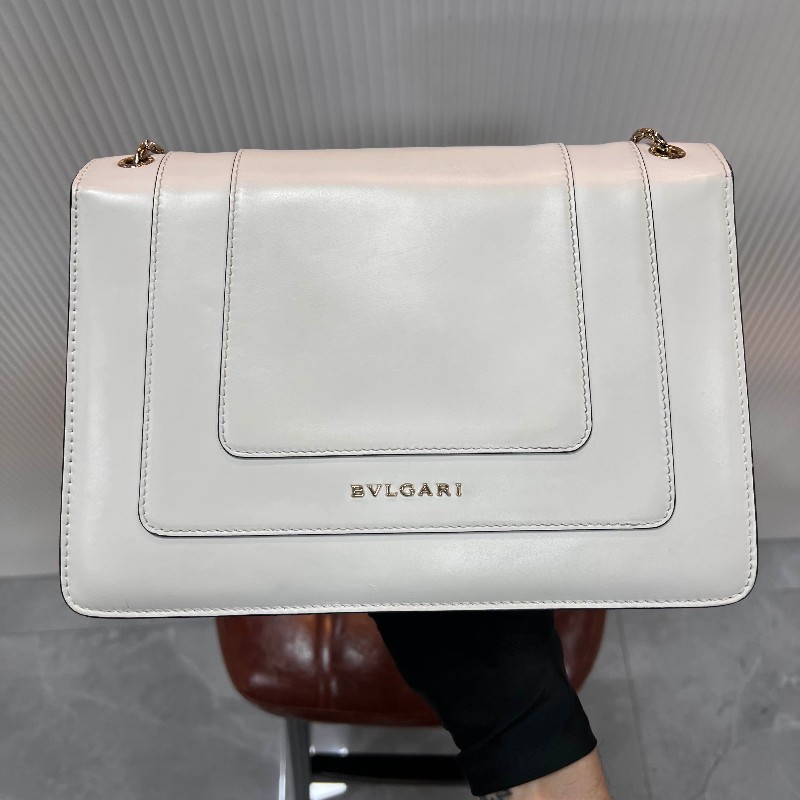 BVLGARI Serpenti Forever 中號蛇頭鏈條包 限定款白瑪瑙花卉-7