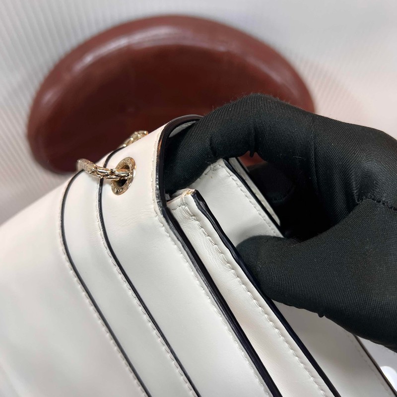 BVLGARI Serpenti Forever 中號蛇頭鏈條包 限定款白瑪瑙花卉-12