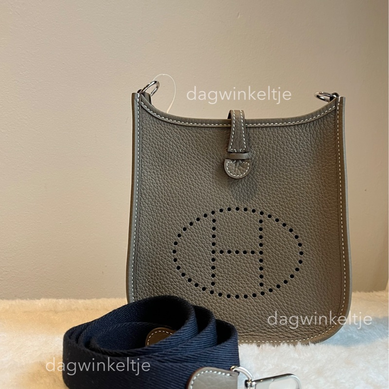 { 歐洲現貨 } 愛馬仕 mini evelyne 大象灰-1