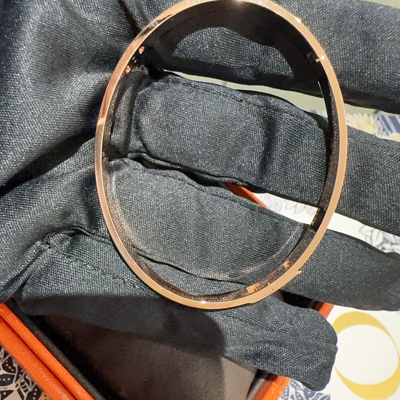 小巴黎二手名牌真品Hermes 豬鼻子 真鑽 金手環 專櫃30萬 SH尺寸 有證書-18