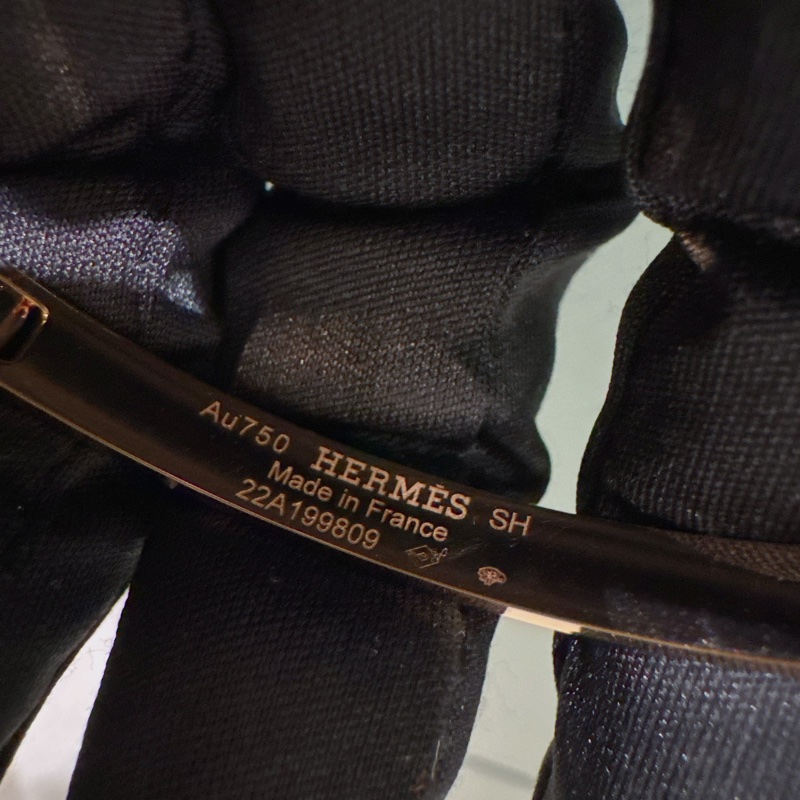 小巴黎二手名牌真品Hermes 豬鼻子 真鑽 金手環 專櫃30萬 SH尺寸 有證書-23