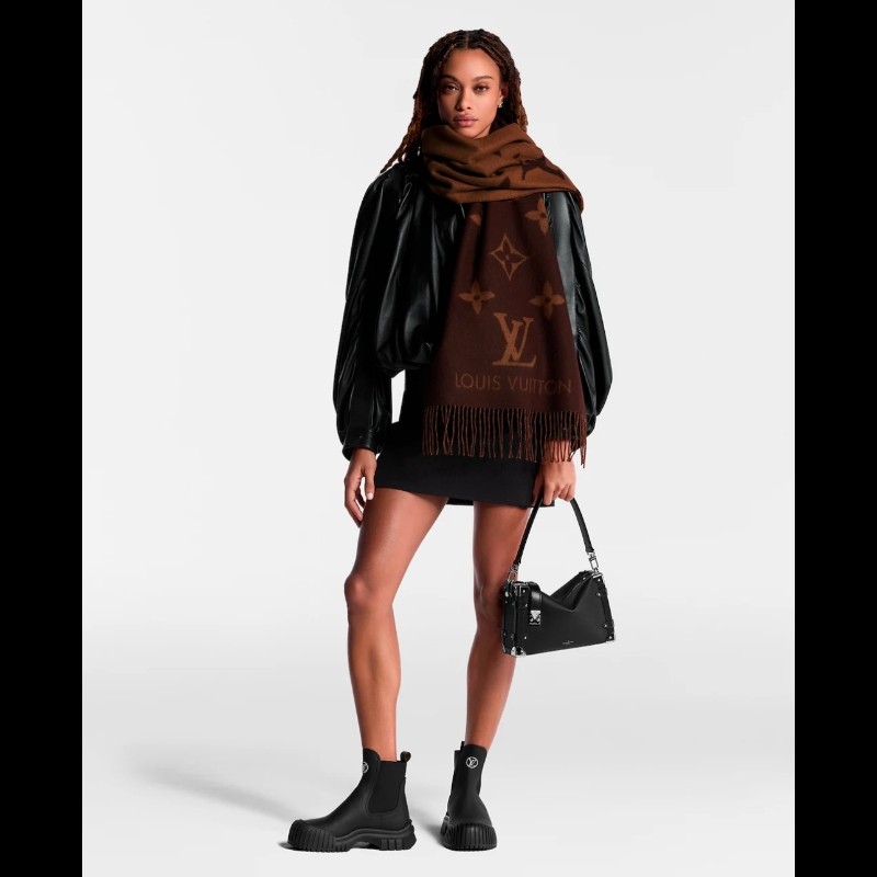 全新 LV 經典老花 Monogram圍巾 山羊絨雙色-1