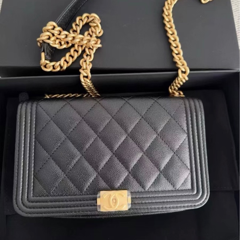 ✨全網最平!全新 Chanel 22K leboy woc 黑金 荔枝皮-0