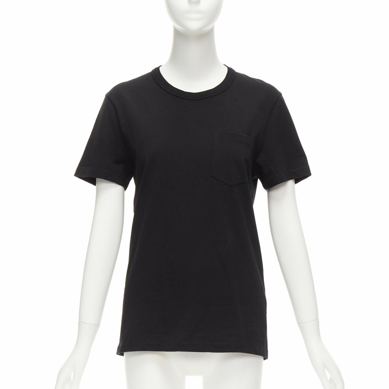 TOM FORD black TF logo embroidered pocketed round neck tshirt IT46 XL-0
