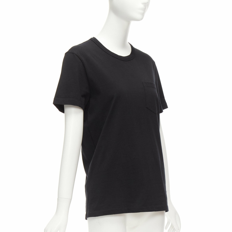 TOM FORD black TF logo embroidered pocketed round neck tshirt IT46 XL-2