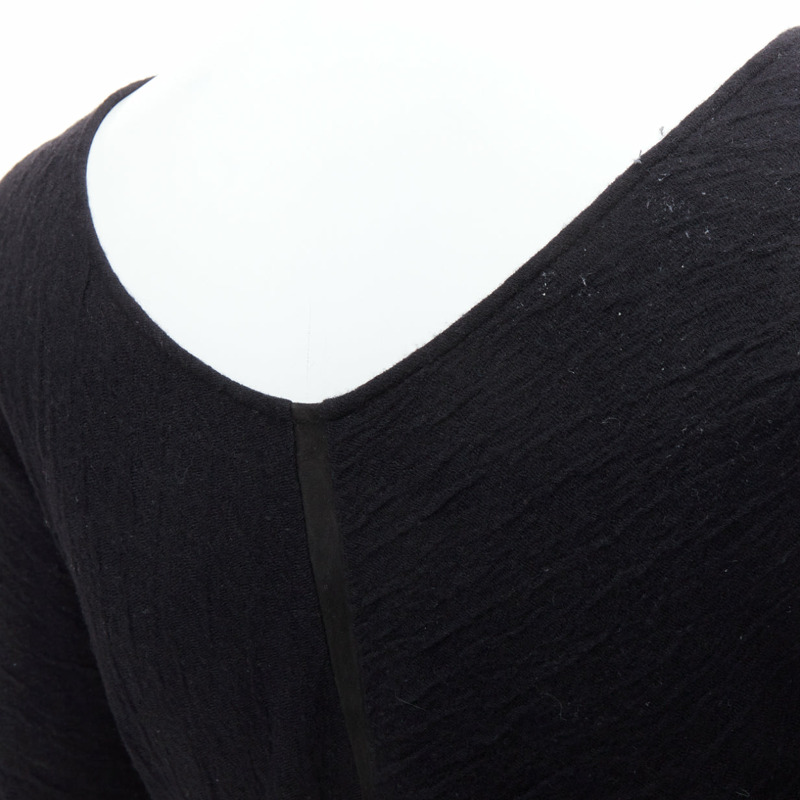 THE ROW black textured bateau neck cropped sleeve pullover top-5