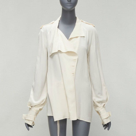 TOM FORD 100% silk ivory trench detail light flowy jacket IT42 M