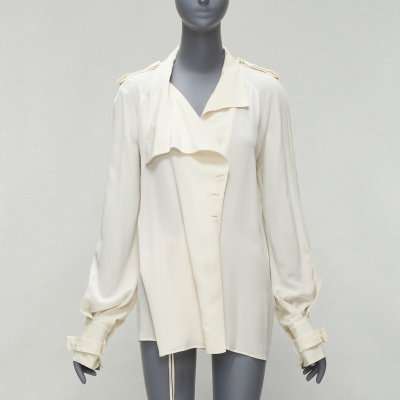 TOM FORD 100% silk ivory trench detail light flowy jacket IT42 M-0